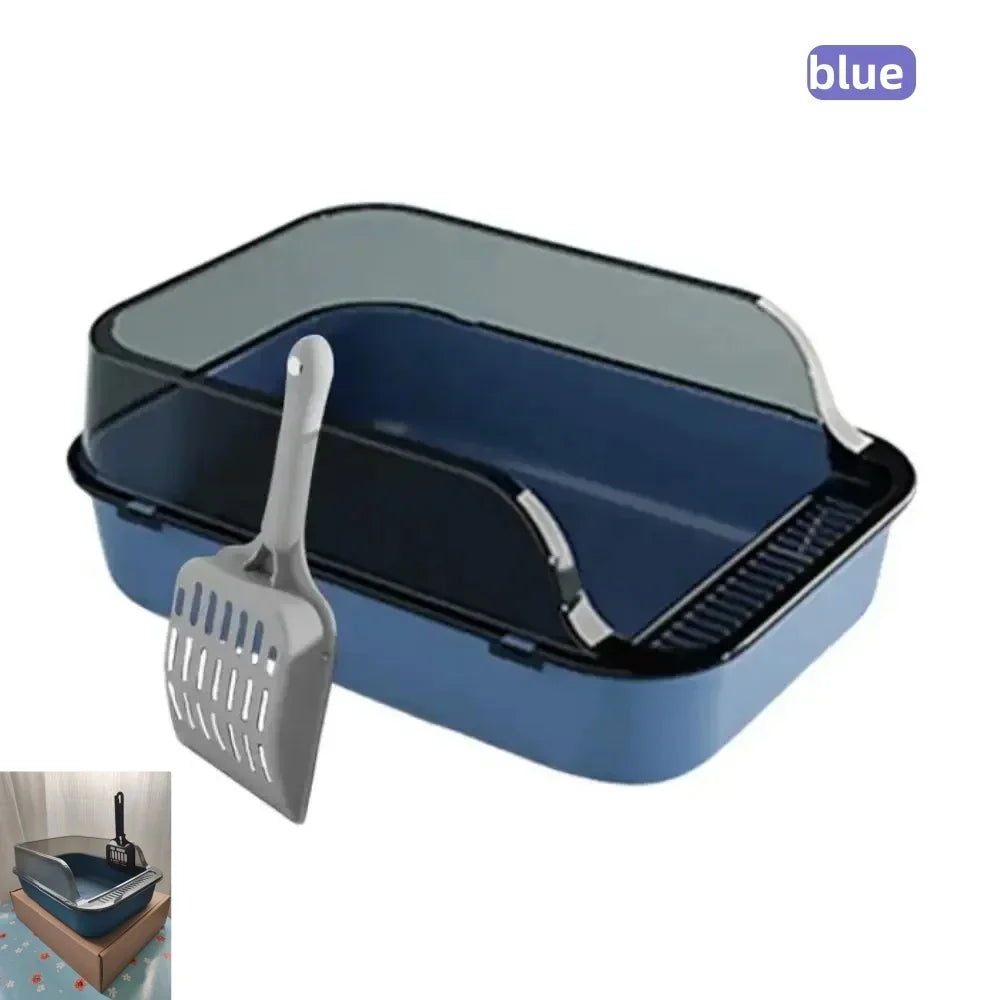 Premium Large Semi Enclosed Cat Litter Box With Scoop by PawHaven