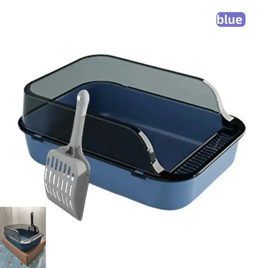 Premium Large Semi Enclosed Cat Litter Box With Scoop by PawHaven
