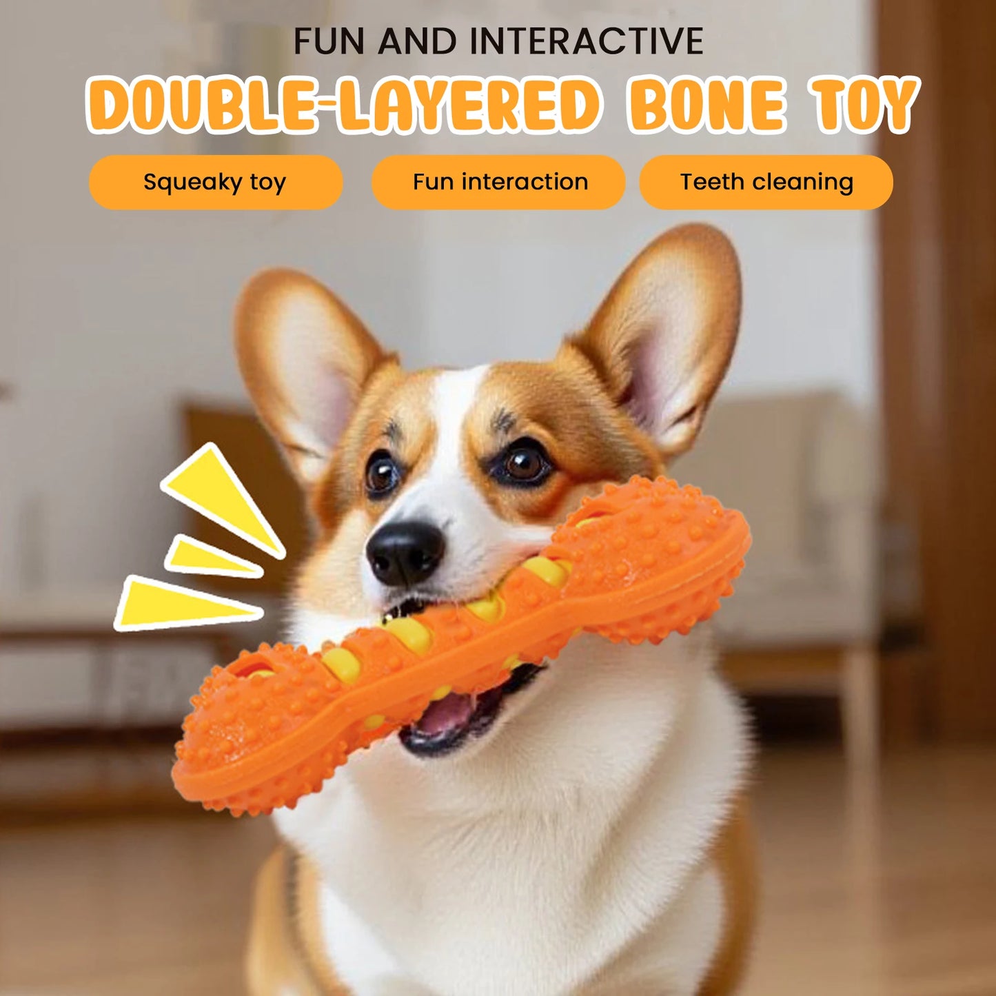 Premium Dog Dental Toy Set Textured Squeaky Bones by PawHaven