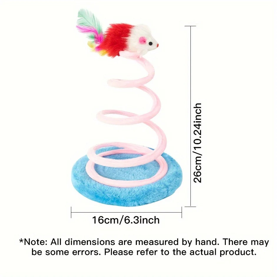 1 PCS Cat Spring Toy Color Mouse Teasing Cat Toy Plush Spring Cat Interactive Toy Feather Self-Hilarious Toy by PawHaven