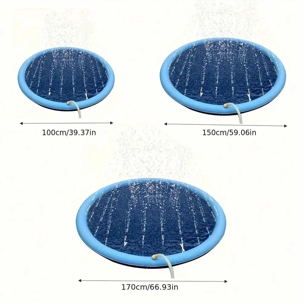 Dog Splash Pad Thick Sprinkler Pool Toy Anti-Slip Outdoor Summer Sprinkler Water Toy for Backyard Fountain Play Mat for Children by PawHaven