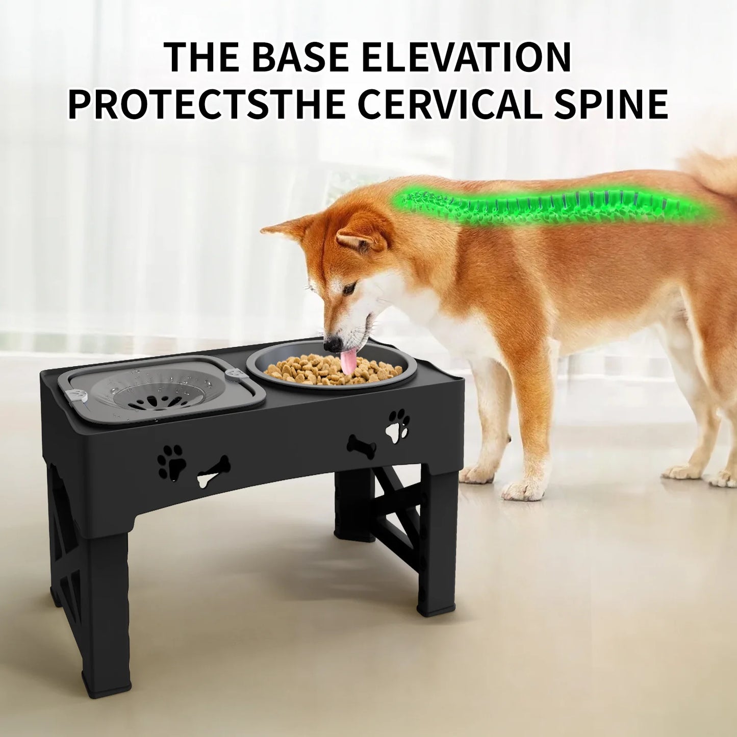 Raised Dog Bowl Stand for Cats and Dogs Pet Feeder Bowls Double Feeder High Stand for Small Medium and Large Dogs Cats by PawHaven