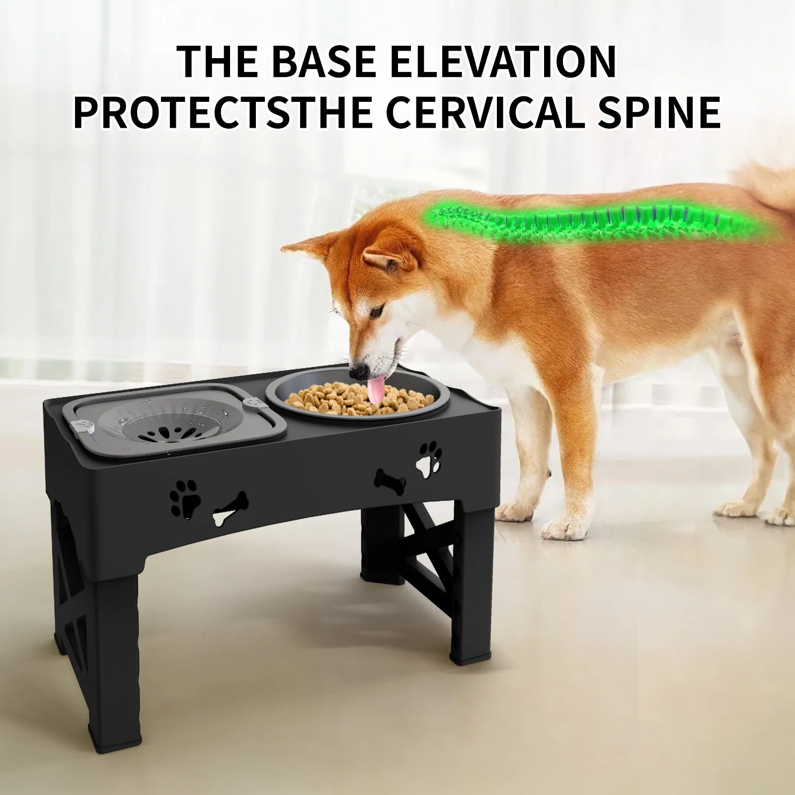 Raised Dog Bowl Stand for Cats and Dogs Pet Feeder Bowls Double Feeder High Stand for Small Medium and Large Dogs Cats by PawHaven