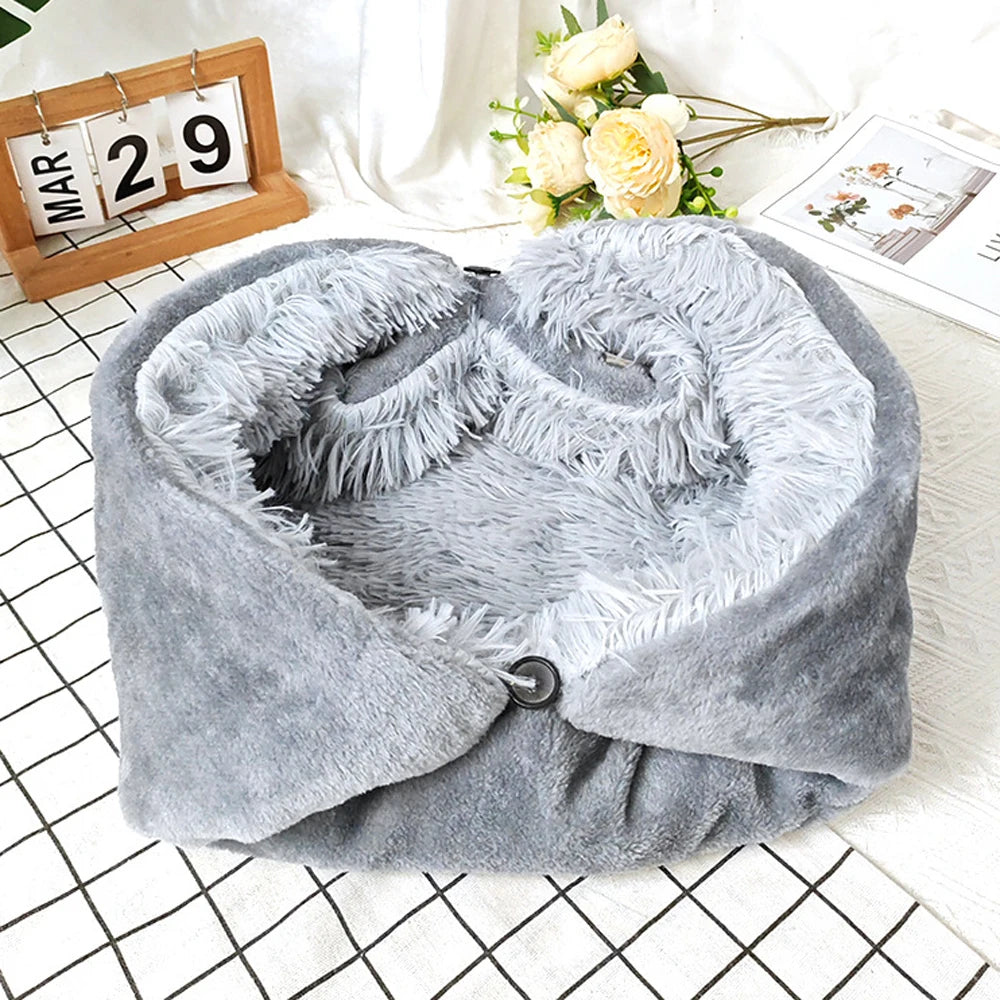 Folding Cat Bed Winter Warm Car Mat Dog Bed Pet House Plush Thickened Cushion by PawHaven
