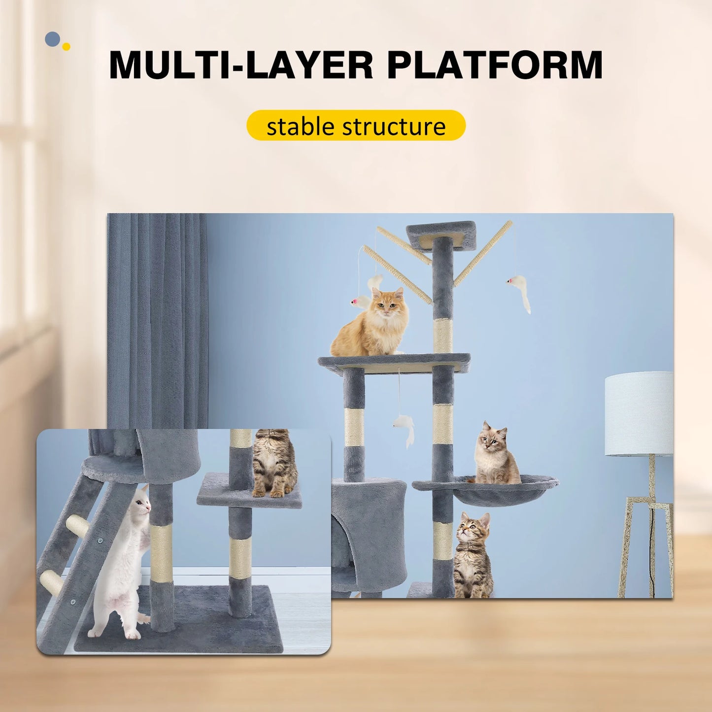 Briefness Premium Five Tier Cat Tree With Scratching Post by PawHaven