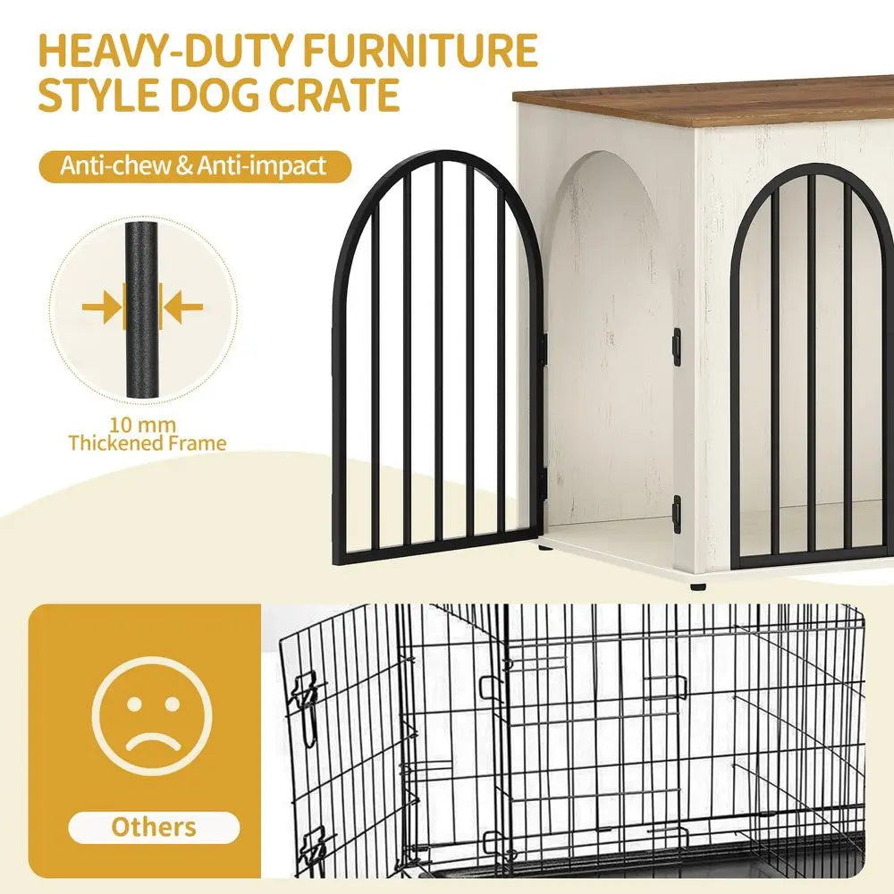 Dog Crate Furniture, 68 cm Wooden Dog Crate, Indoor Kennel for Small Dogs, End Side Table Animal Crates, AntiChew, AntiEscape, by PawHaven