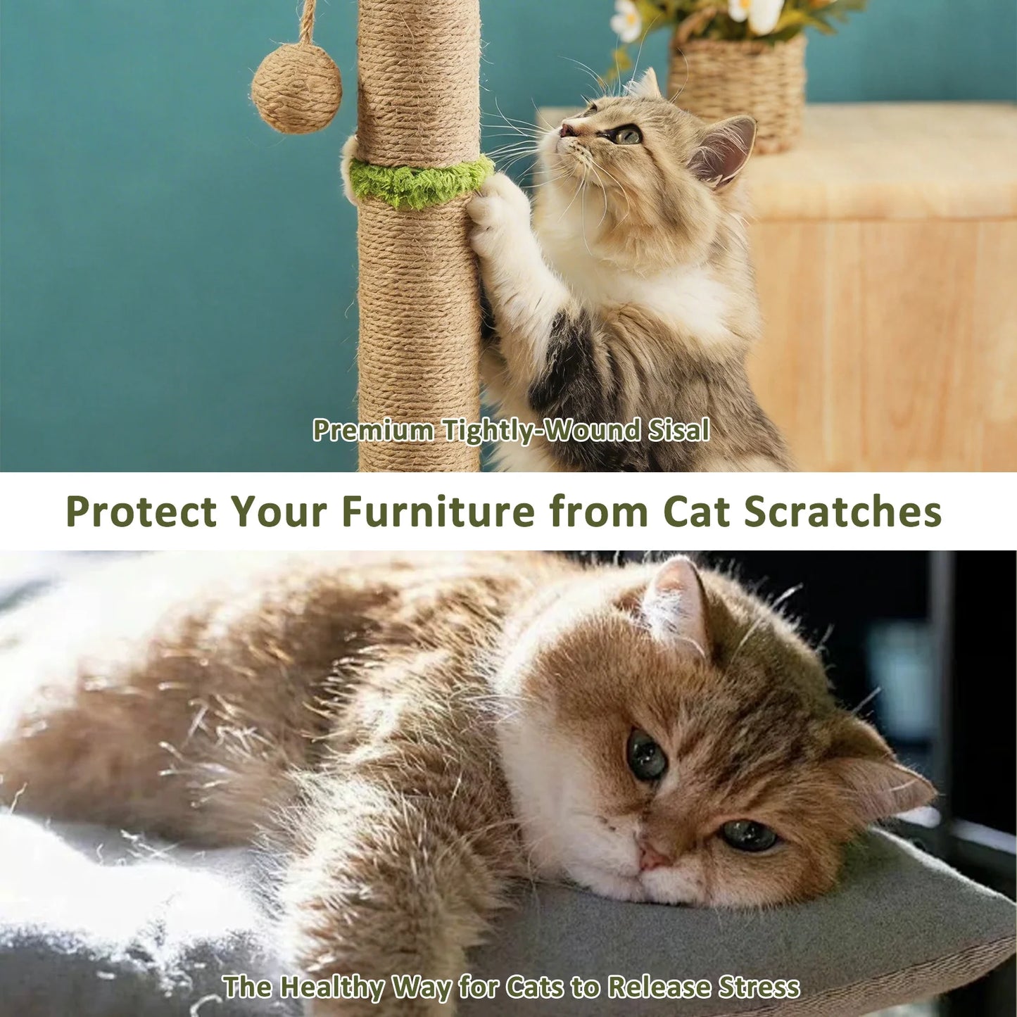 Premium Sisal Tree Cat Scratcher With Toys by PawHaven