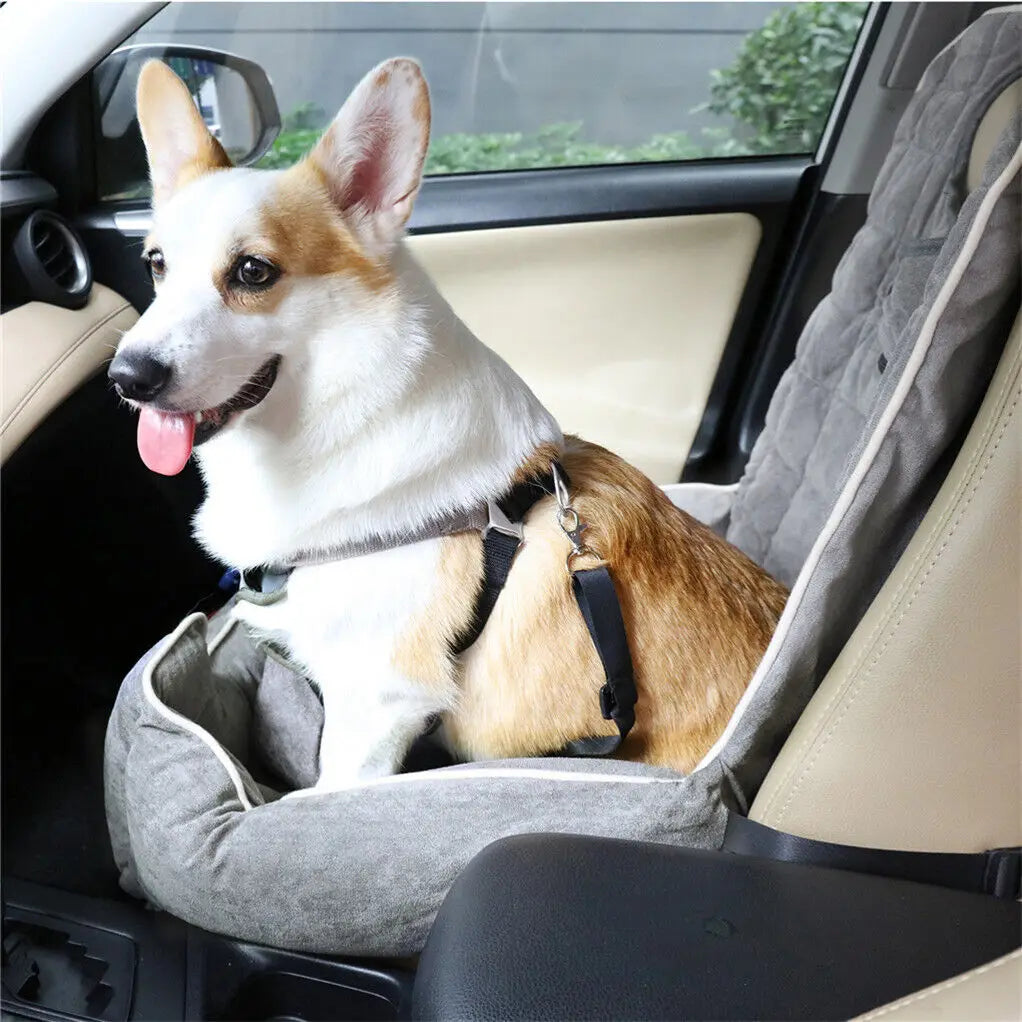 Dog Car Seat Protector Travel Anti-Slip Pet Booster Seat with Storage Pockets and Safety Leash Car Carrier Bed Hold 14kg by PawHaven
