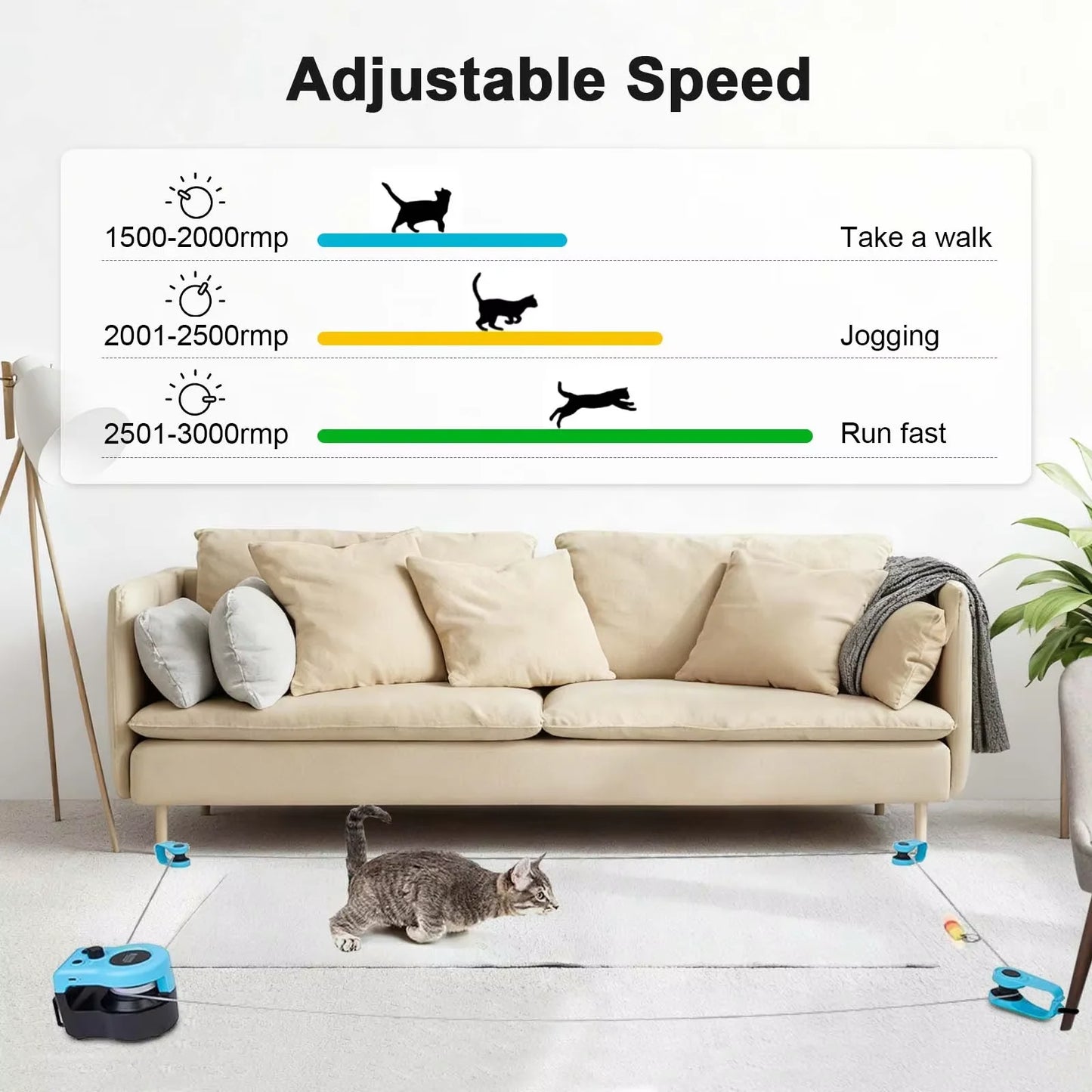 Cat Toys Automatic/Remote Control Cat Toy Interactive Cat Toy Cat Treadmill Adjustable Speed Simulated Cat Hunting Toy by PawHaven