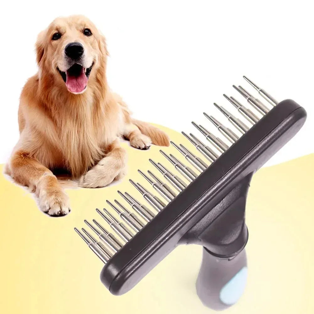 Dog Rake Deshedding Dematting Brush Comb Undercoat Rake for Dogs Cats Short Long Hair Pet Brushes Shedding with Double Row Pins by PawHaven