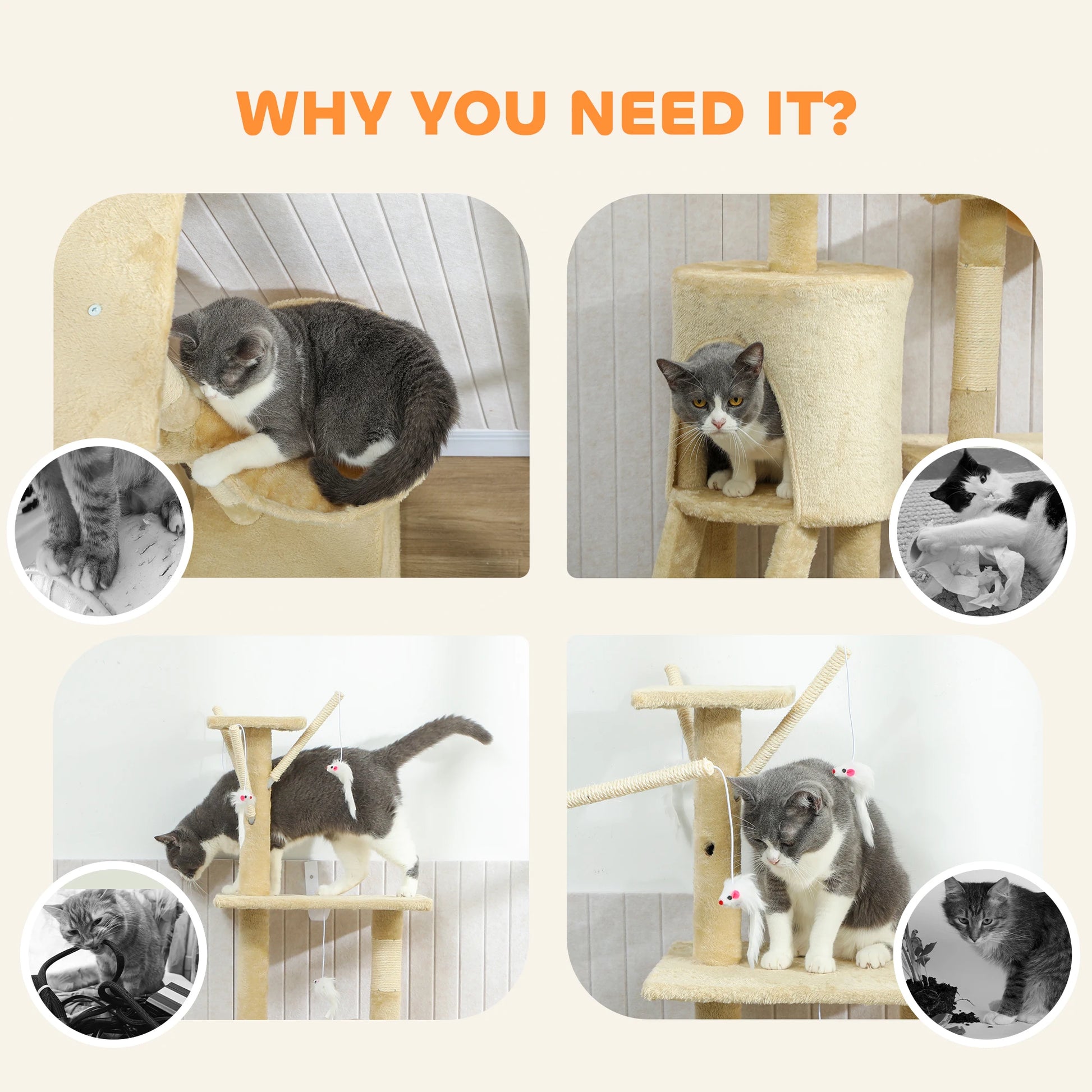 PawHut 3-Tier Cat Tree Keeps Indoor Cats Active by PawHaven