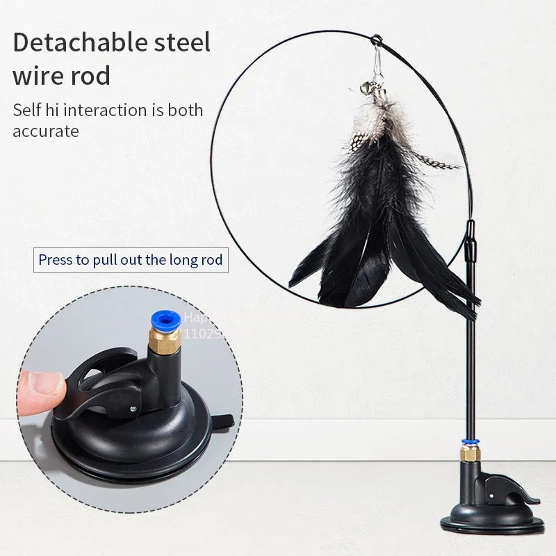 Premium Cat Teaser Wand With Bell And Replaceable Feather by PawHaven