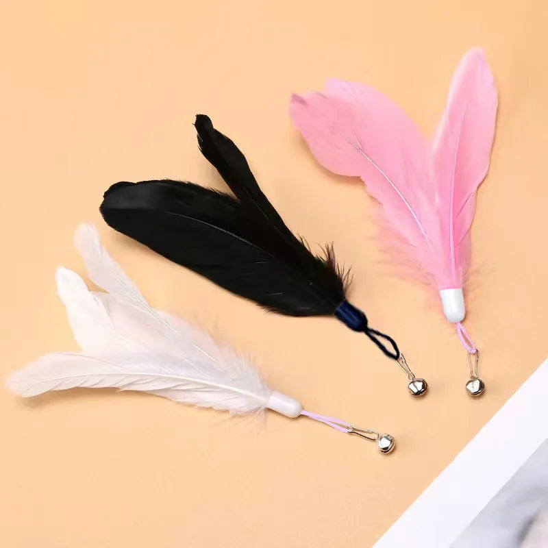 Premium Cat Teaser Wand With Bell And Replaceable Feather by PawHaven