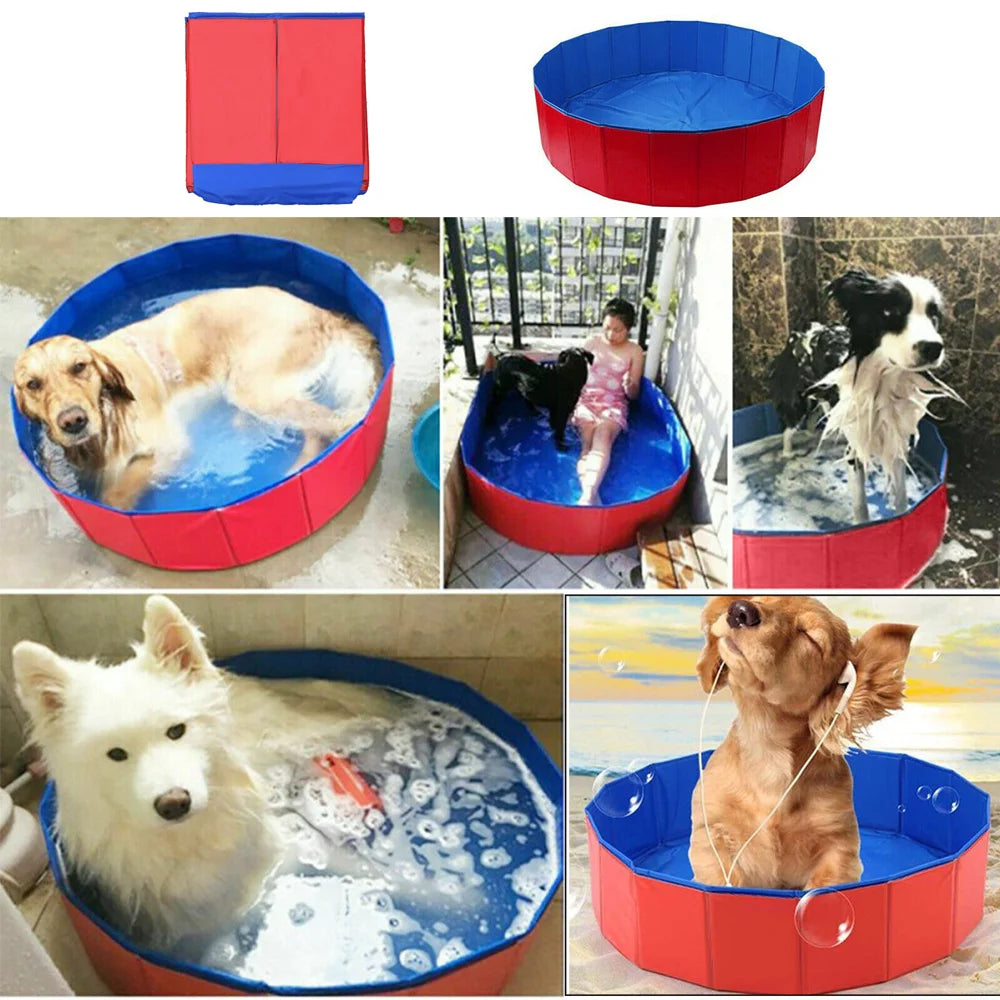160*30cm/120*30cm/80*20cm Pet Pool Foldable Dog Bath Swimming Pool Portable Pet Pool With Drain valve Outdoor Dog Bathing Tub by PawHaven