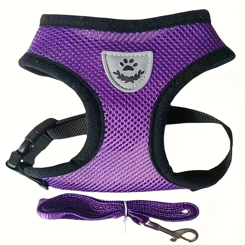Pet Leash Dog Harness Mesh Breathable Chest Strap Dog Collar Outdoor Vest-Style Walking Doggy Tie-up Comfortable Training Leash by PawHaven