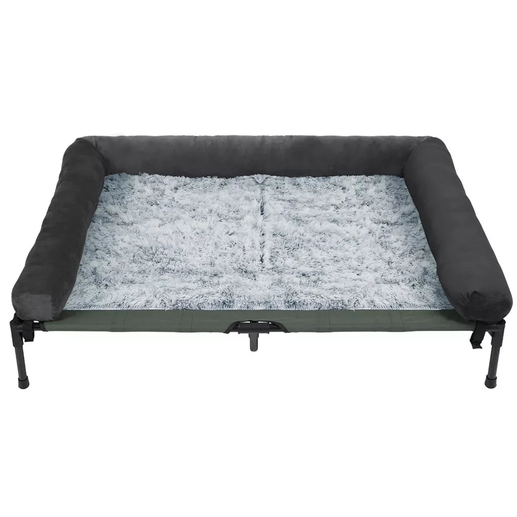 BINGOPAW Outdoor Dog Bed Elevated Cooling Pet Lounger with Detachable Plush Bolster Mesh Cot Sleep for Camping by PawHaven