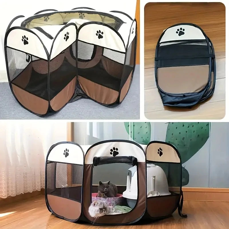Cat maternity room octagonal pet fence Oxford cloth waterproof andscratch-resistant foldable pet tent cat nest kennel by PawHaven