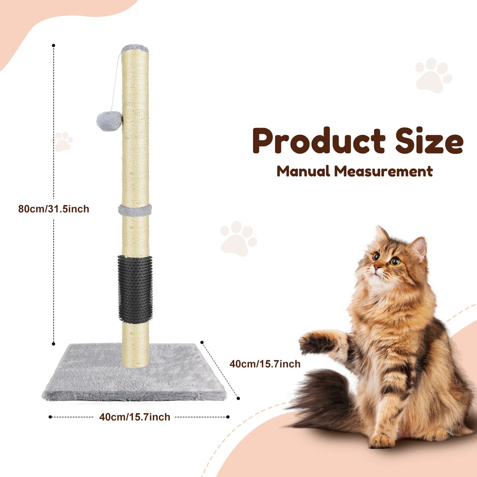 Premium Sisal Cat Scratch Pole With Turntable by PawHaven