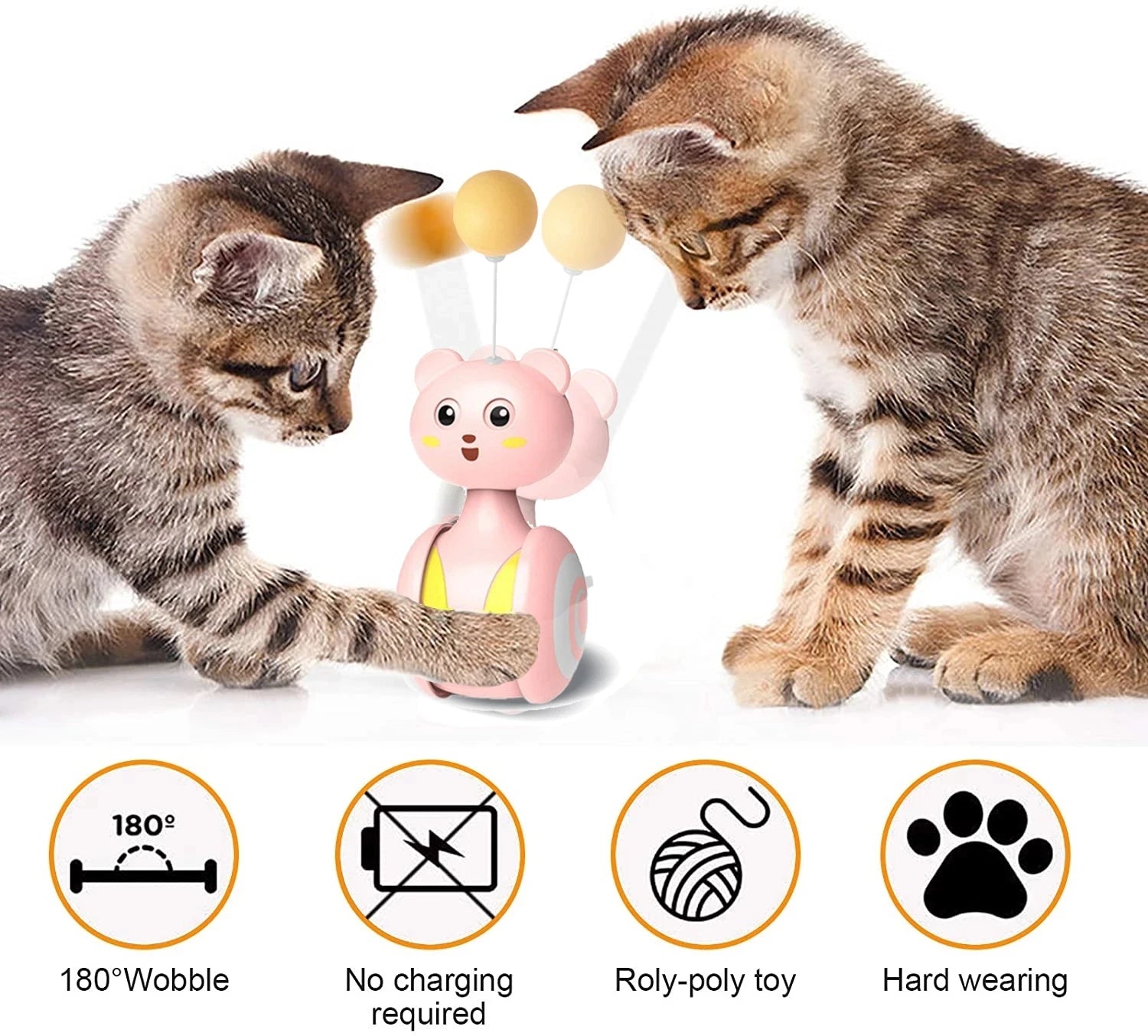 Cat Interactive Feather Toys Pet Bumbler Funny Toy Interactive Cats Toys Cat Rolling Teaser Feather Wand Toys Rotating Ball by PawHaven