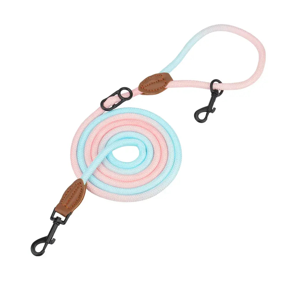 Double Head Dog Leash Crossbody Pet Round Traction Rope Lead Training Walking Cat Leashes by PawHaven