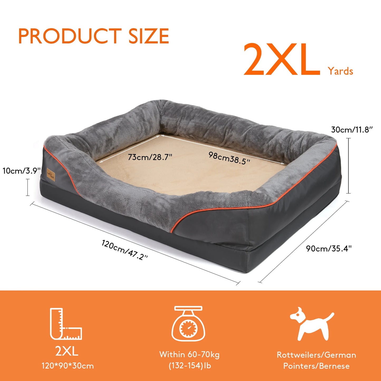 Orthopedic Memory Foam Dog Bed With Bolster by PawHaven