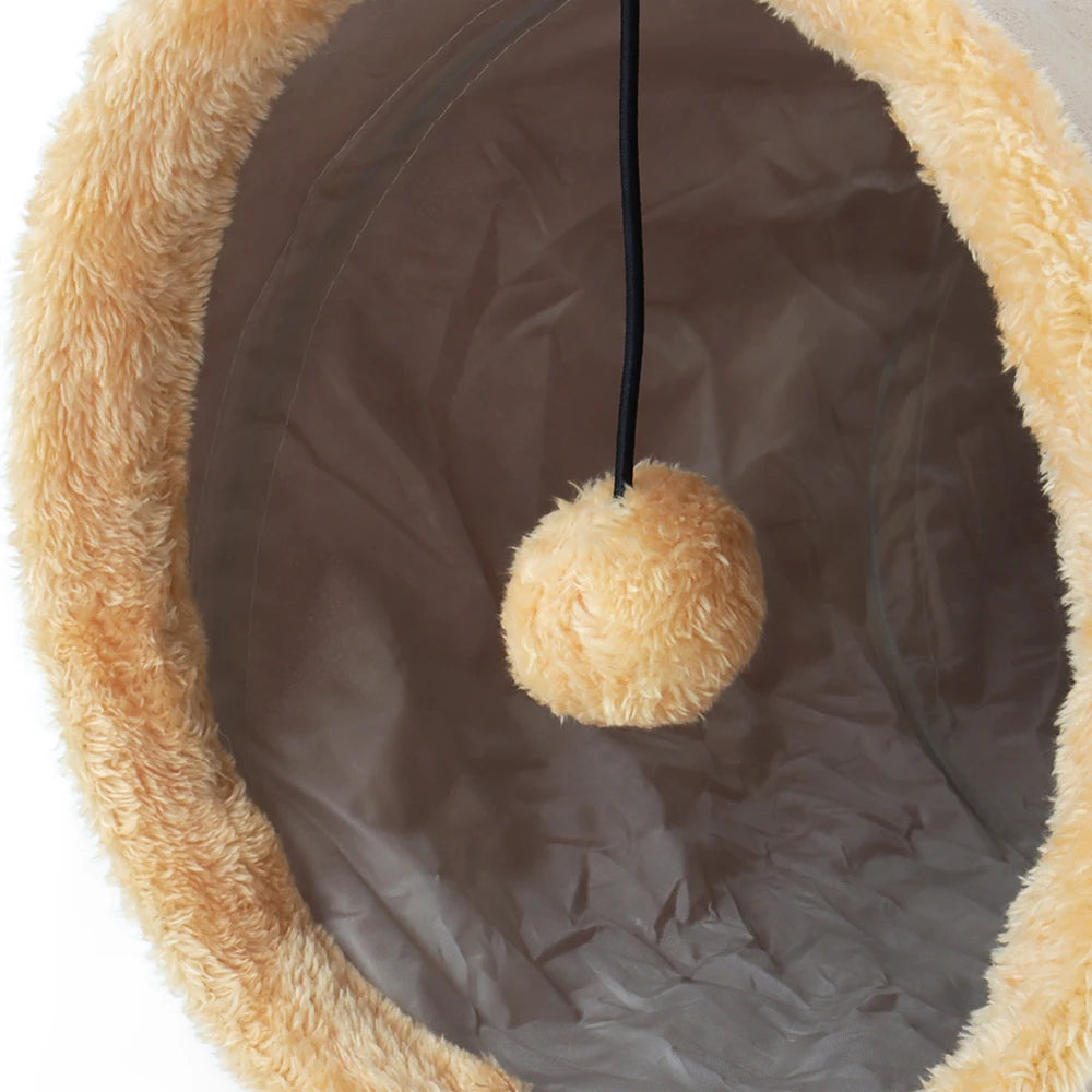 Tunnel Cat Toy Puppy Plush Ball Pet Toy Tent Tunnel Tube Storage Foldable Suede Cat Channel Drill Bucket by PawHaven