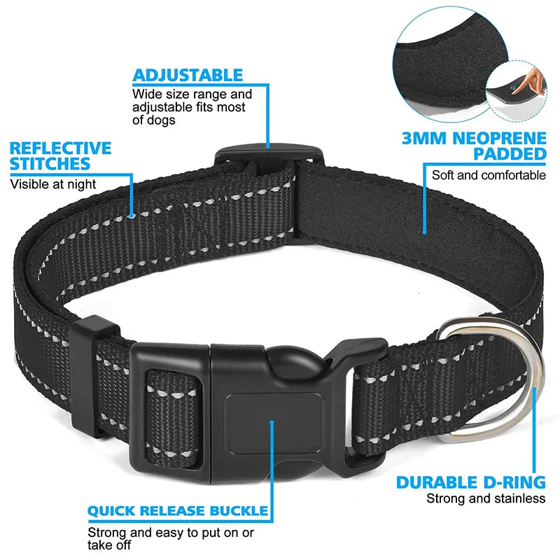 Adjustable Reflective Pet Collar Anti Breakaway Anti Choke Explosion Proof Walking Neck Ring Durable Traction Collar For Dog Cat by PawHaven