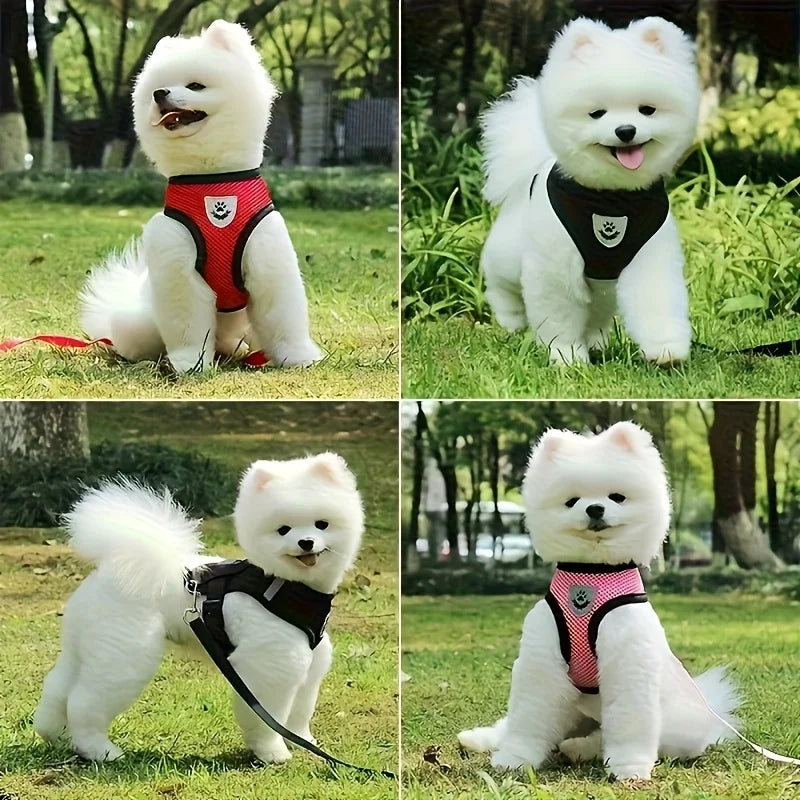 Pet Leash Dog Harness Mesh Breathable Chest Strap Dog Collar Outdoor Vest-Style Walking Doggy Tie-up Comfortable Training Leash by PawHaven