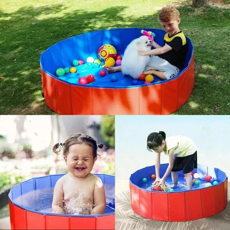 160*30cm/120*30cm/80*20cm Pet Pool Foldable Dog Bath Swimming Pool Portable Pet Pool With Drain valve Outdoor Dog Bathing Tub by PawHaven