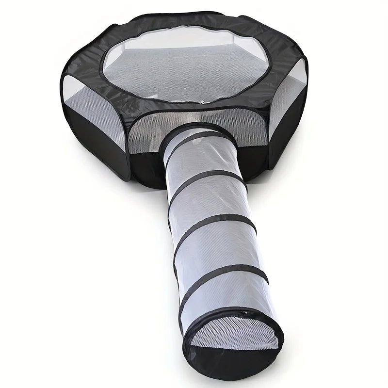 2-Piece Cat Tunnel & Play Mat Set - Foldable, Interactive Pet Toy ForCats And Dogs - Durable Polyester by PawHaven