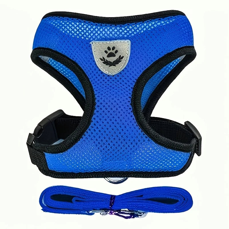 Pet Leash Dog Harness Mesh Breathable Chest Strap Dog Collar Outdoor Vest-Style Walking Doggy Tie-up Comfortable Training Leash by PawHaven