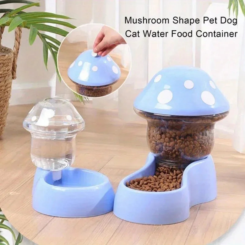 2026 Cute Mushroom Shaped Automatic Cat Feeder Large Capacity Pet Food Storage Container Cat Food Bowl Pet Daily Supplies by PawHaven