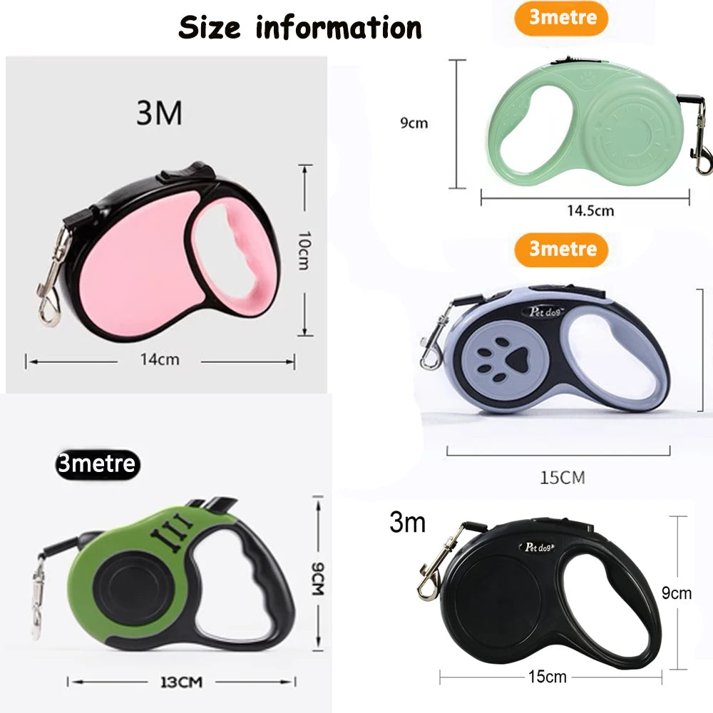 UK Premium Retractable Dog Leash 3m 5m Nylon Quick Release by PawHaven
