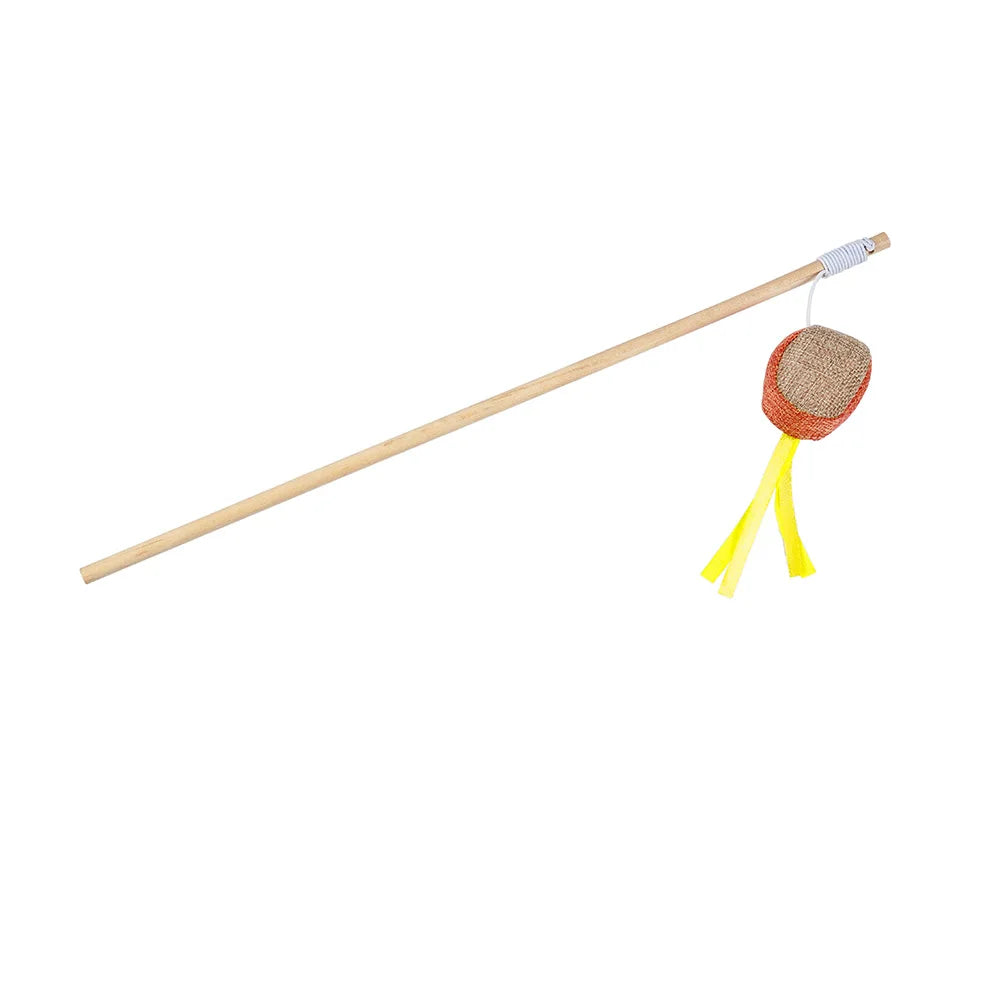 Teaser Cat Toy with Ball, Interactive Wand for Exercise and Play, Dangly Feathers and Catnip for Mental Stimulation by PawHaven