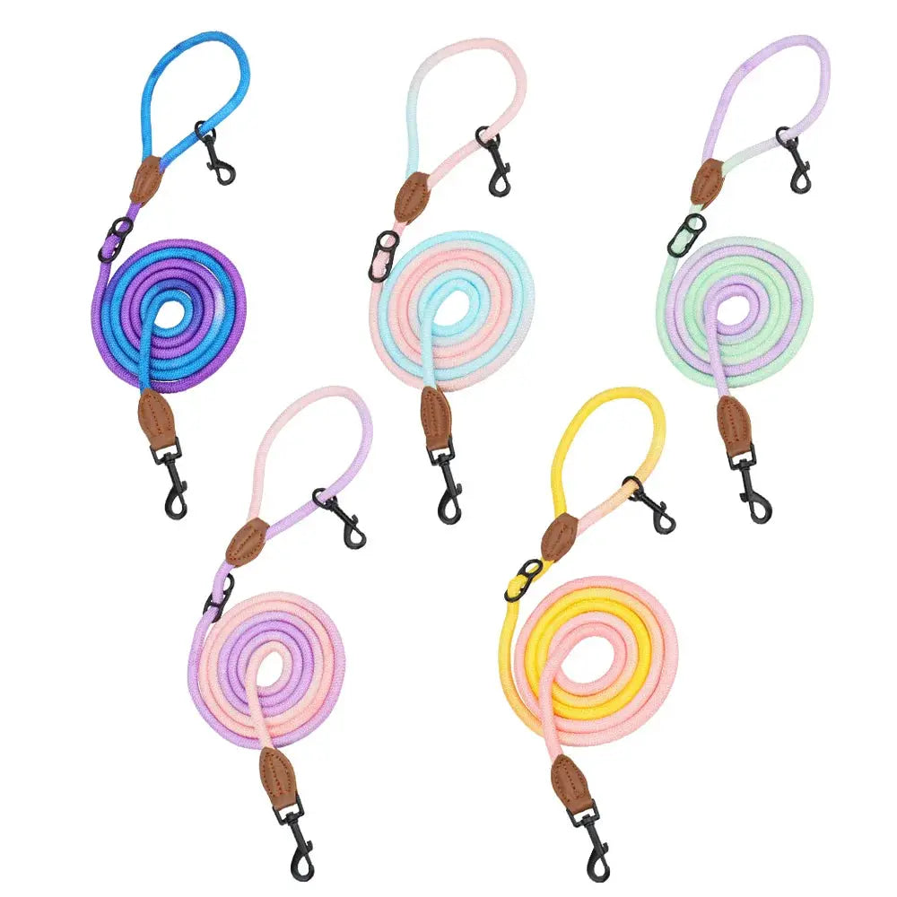 Double Head Dog Leash Crossbody Pet Round Traction Rope Lead Training Walking Cat Leashes by PawHaven