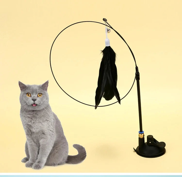 Premium Cat Teaser Wand With Bell And Replaceable Feather by PawHaven