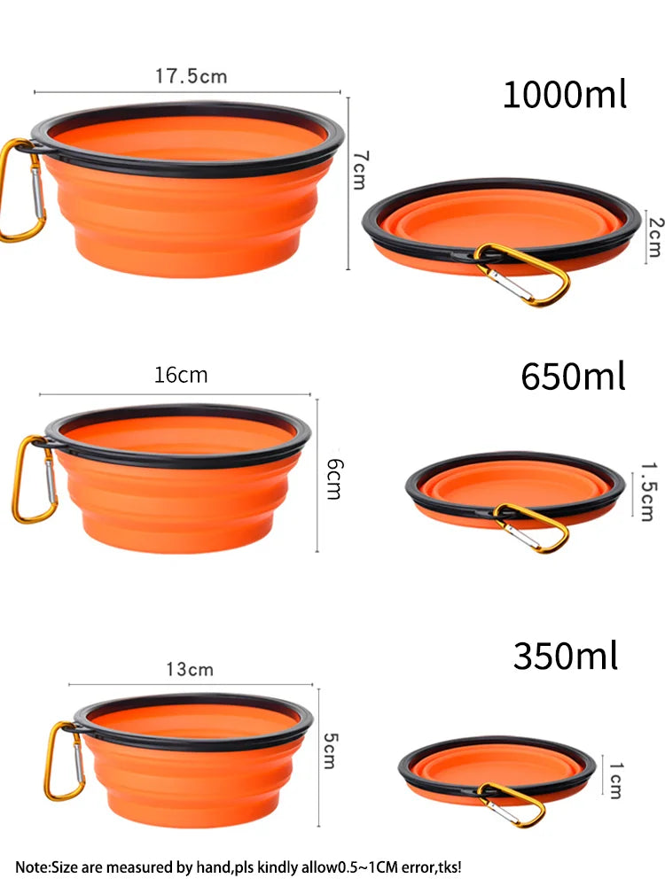 Portable Collapsible Silicone Dog Bowl Pet Food Water Feeding Dish Outdoor Camping Hiking Travel Bowl For Cats Puppies Equipped by PawHaven