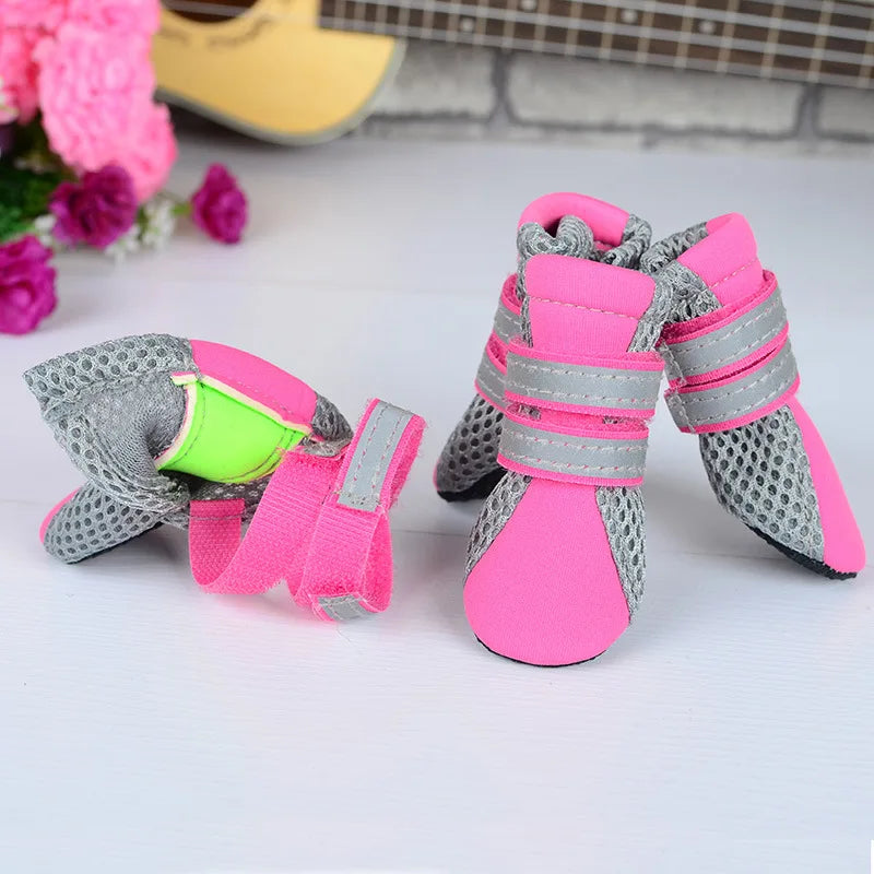 Double Strap Soft Dog Shoes, Reflective Breathable Mesh Dog Booties, Comfortable Sport Pet Footwear by PawHaven