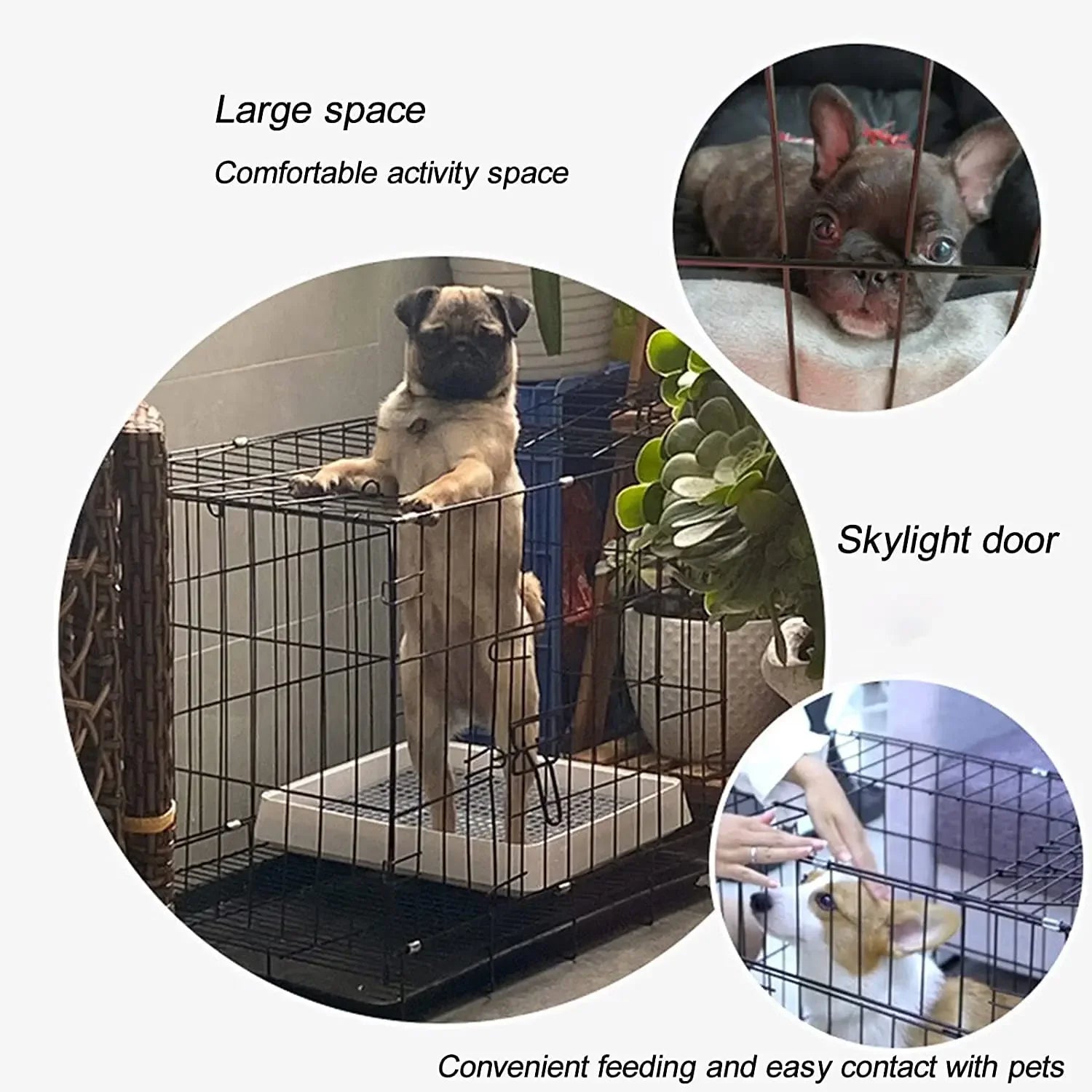 Large Heavy Duty Dog Crate Strong Pet Cage Tear Resistant Metal Kennel Playpen with Leak-proof Pan Pet Run Enclosure Playpen by PawHaven