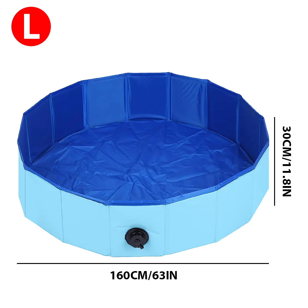160*30cm/120*30cm/80*20cm Pet Pool Foldable Dog Bath Swimming Pool Portable Pet Pool With Drain valve Outdoor Dog Bathing Tub by PawHaven