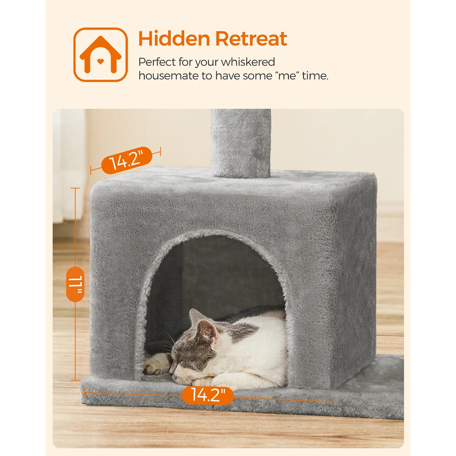 Feandrea Cat Tree, 84 cm Cat Tower,Cat Condo for Large Cats up to 7 kg,2 Cat Caves, Scratching Post by PawHaven