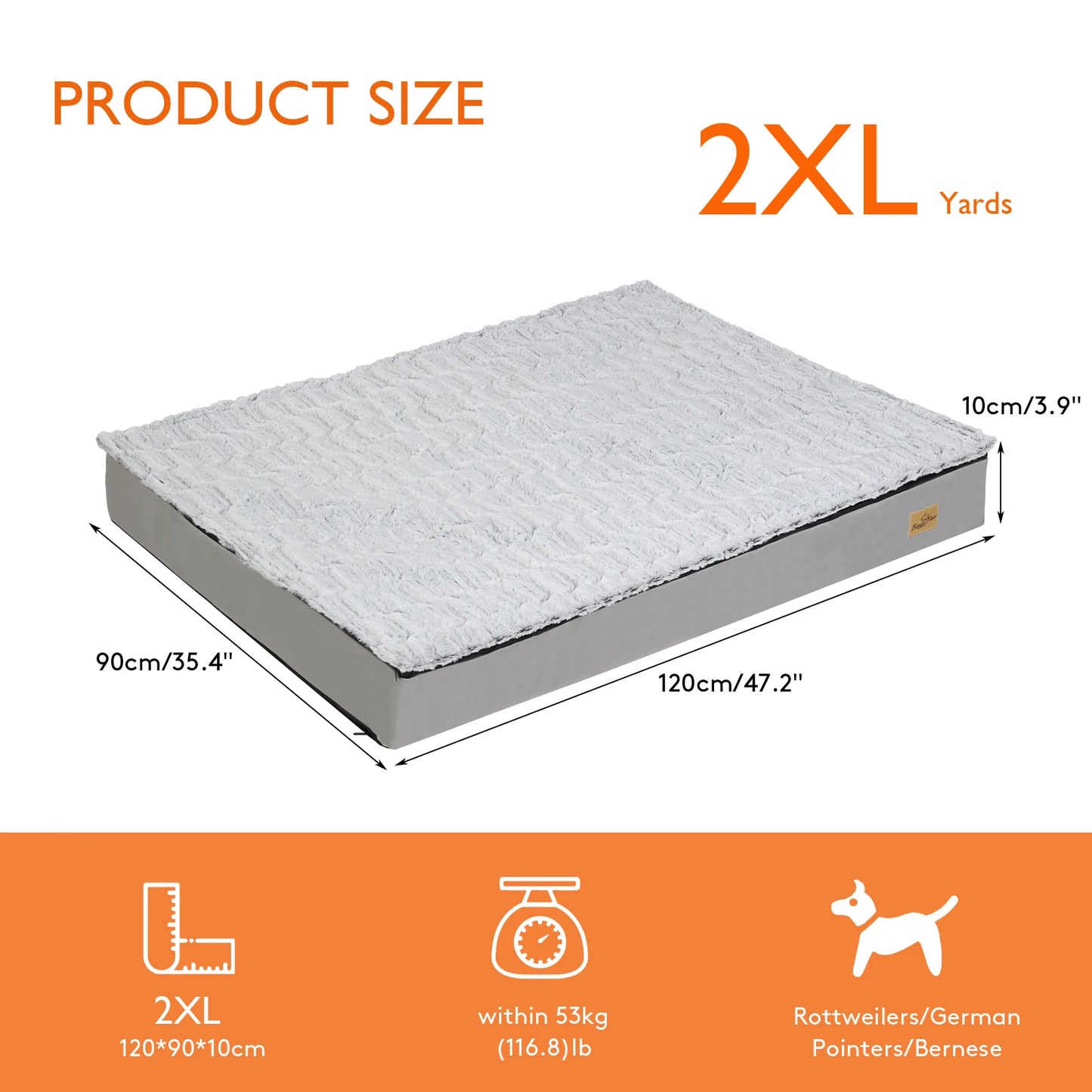L-3XL Dog Bed Orthopedic Pet Calming Bed Soft Sponge Foam Base Dog Crate Kennels Mat with Removable Cover by PawHaven