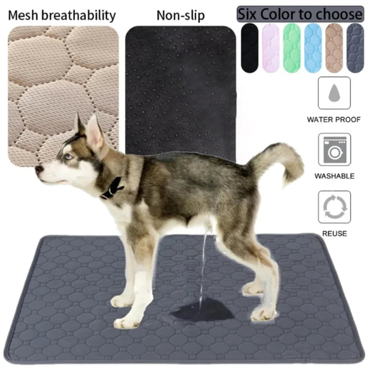 Dog Pee Pad Reusable Washable Dog Urine Mat Car Seat Floor Sofa Waterproof Absorbent Puppy Cat Training Diaper Mat Pet Supplies by PawHaven