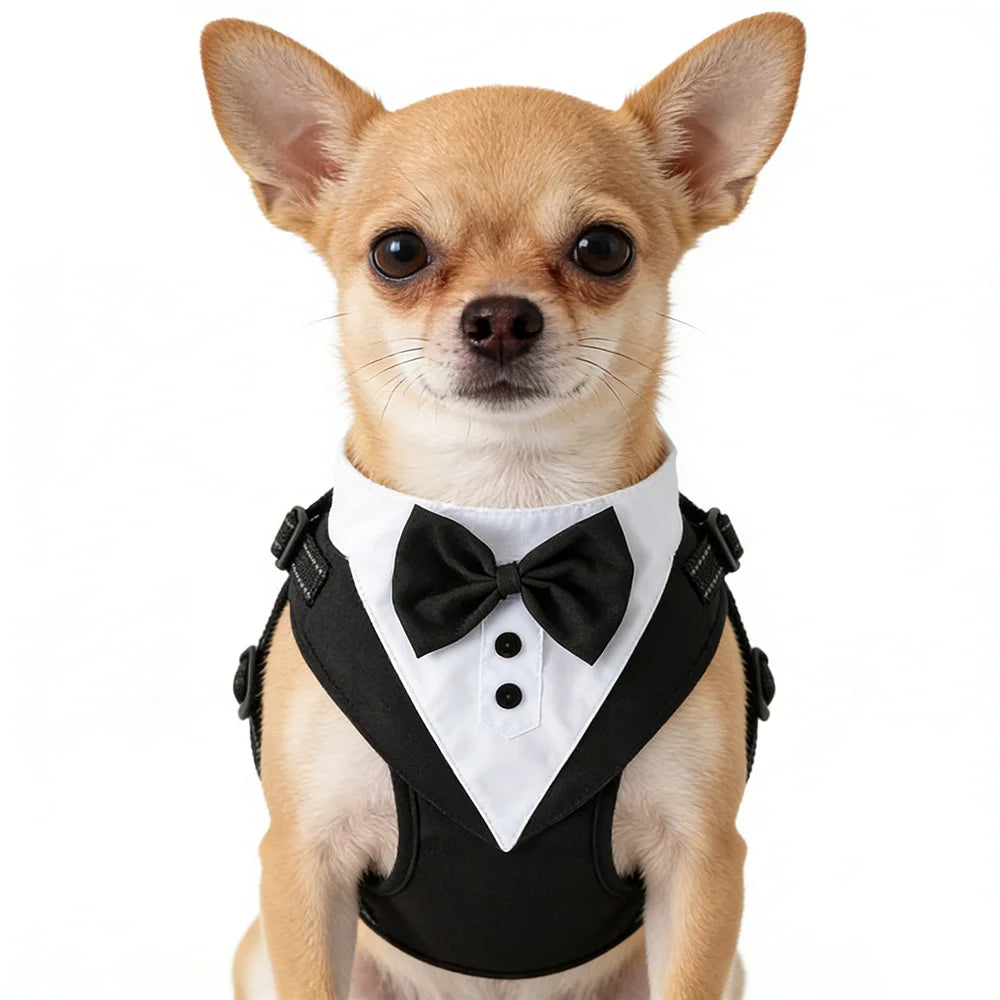 Dog Tuxedo for Wedding Outfit, Dog Suit and Tie Costumes for Birthday, Cosplay, Christmas Party, Pet Formal Wear with Bowtie by PawHaven