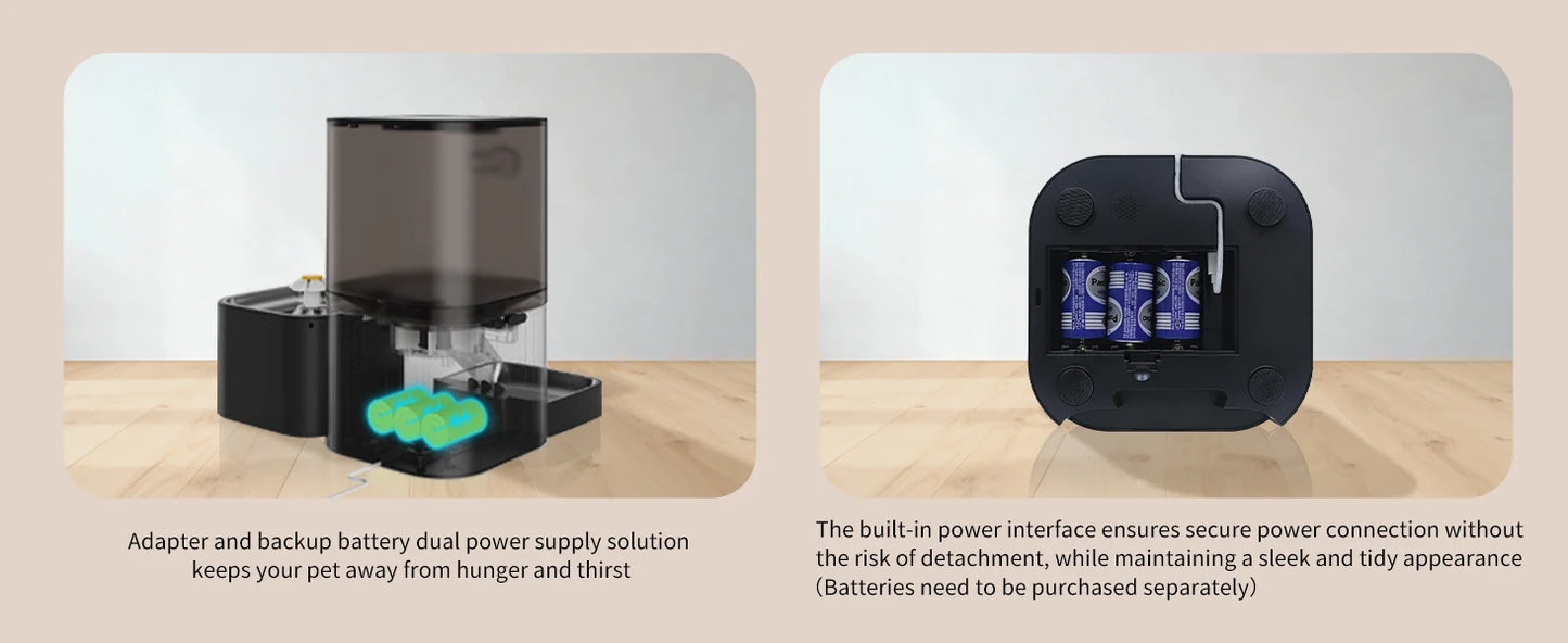 DOEL 2-in-1 Smart Cat Feeder 6L Dry Feeder & 2.5L Cat Water Fountain w/ App Control Timed Feeding For Small Dogs Food Dispenser by PawHaven