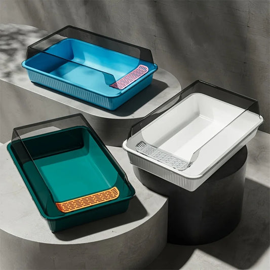 Cat Litter Box Semi-closed Removable Splashproof Cats Toilet Non-Stick Large Capacity Pet Supplies Kitten Tray Cat Toilet Bowl by PawHaven