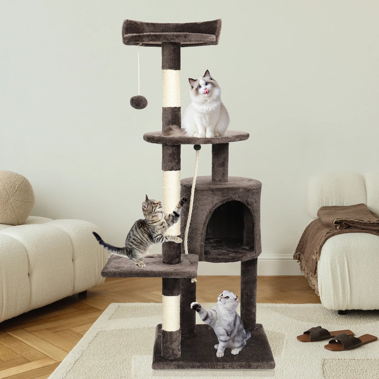 Passerscat Cat Trees Cat Climbing Frame For Indoor Cats Multi-Level With Scratching Posts Cat Tower Padded Top Perches and Condo by PawHaven