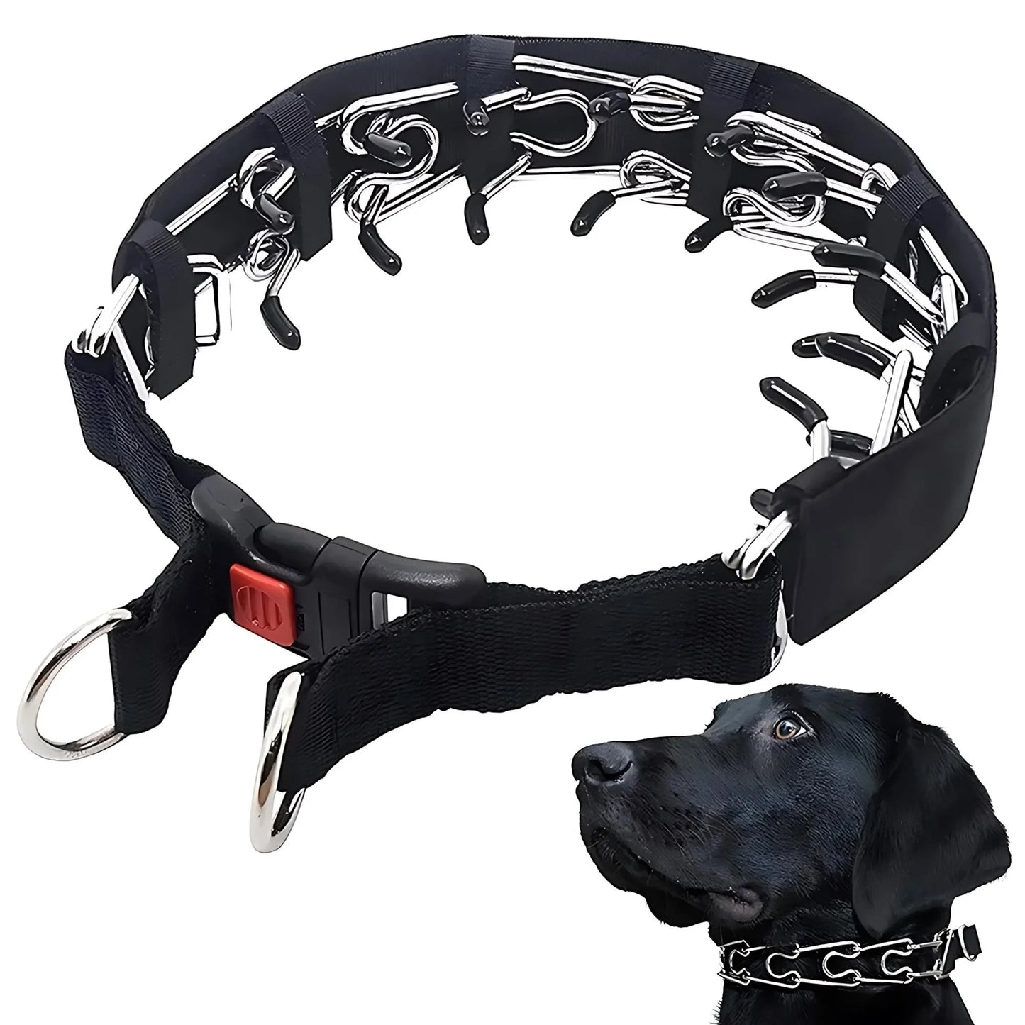 Dog Prong Training Collar Choke Pinch Collar with Rubber Comfort Tips Quick Release Snap Buckle Adjustable for Puppies Dogs by PawHaven
