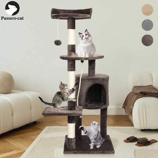 Passerscat Cat Trees Cat Climbing Frame For Indoor Cats Multi-Level With Scratching Posts Cat Tower Padded Top Perches and Condo by PawHaven
