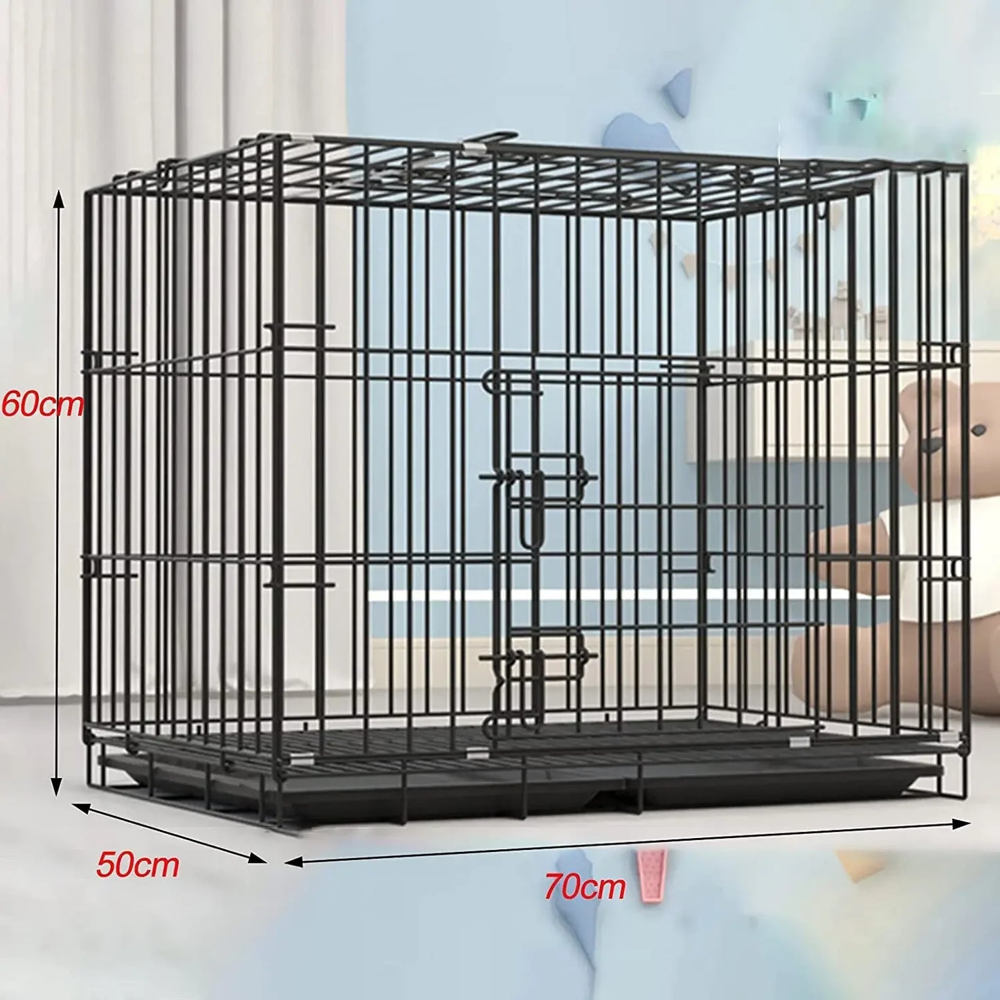 Large Heavy Duty Dog Crate Strong Pet Cage Tear Resistant Metal Kennel Playpen with Leak-proof Pan Pet Run Enclosure Playpen by PawHaven